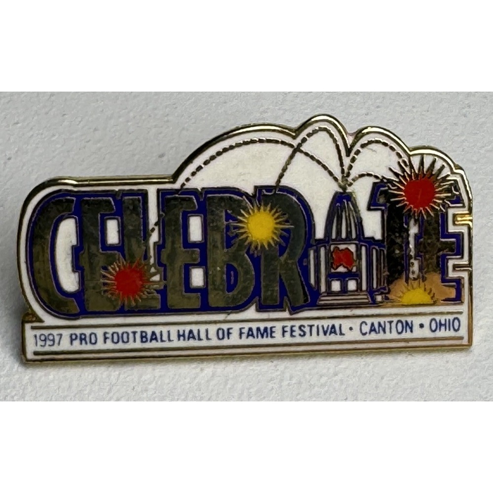 Pro Football Hall of Fame Pin Celebrate 1997 Vest Lapel Hat Tack Canton Ohio Vtg